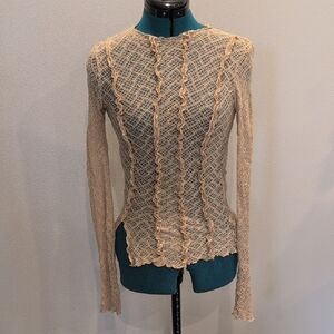 Molly Green Chic Beige Lace Women's Blouse